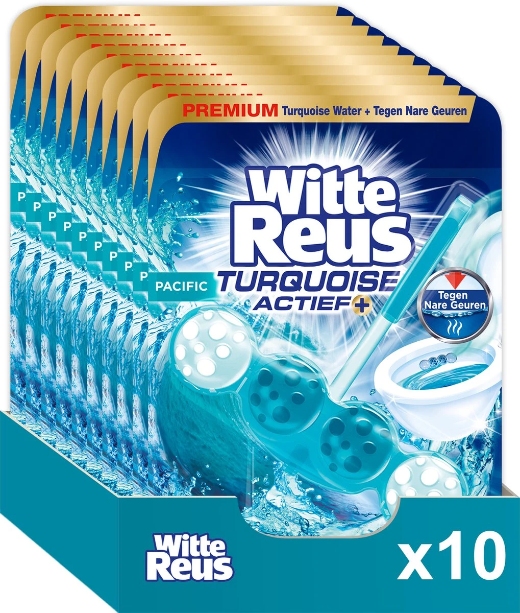 Witte Reus Turquoise Actief Toiletblok - Pacific - WC Blokjes Voordeelverpakking - 10 Stuks 3 Witte Reus Turquoise Actief Toiletblok - Pacific - WC Blokjes Voordeelverpakking - 10 Stuks