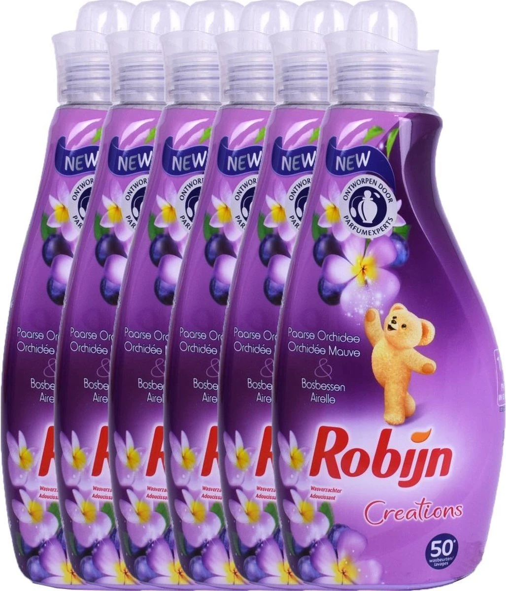 Robijn Creations Wasverzachter VOORDEELVERPAKKING 6X 1,25L. 300 Wasbeurten "Paarse Orchidee & Bosbessen" 5 Robijn Creations Wasverzachter VOORDEELVERPAKKING 6X 1,25L. 300 Wasbeurten "Paarse Orchidee & Bosbessen" - Afbeelding 3