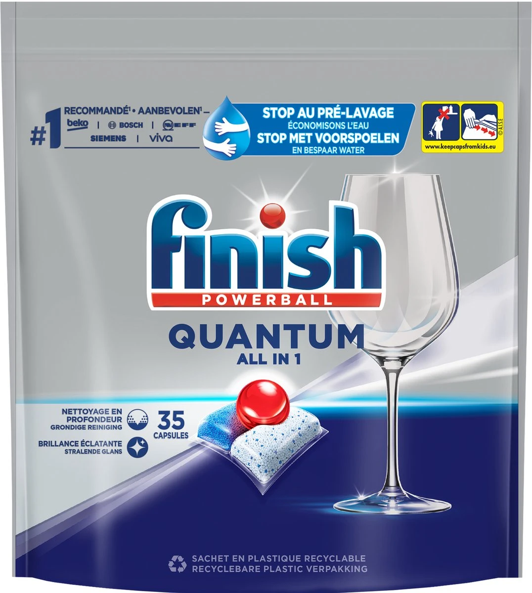 Finish Quantum All In One Regular Vaatwastabletten - 35 Capsules 3 Finish Quantum All In One Regular Vaatwastabletten - 35 Capsules
