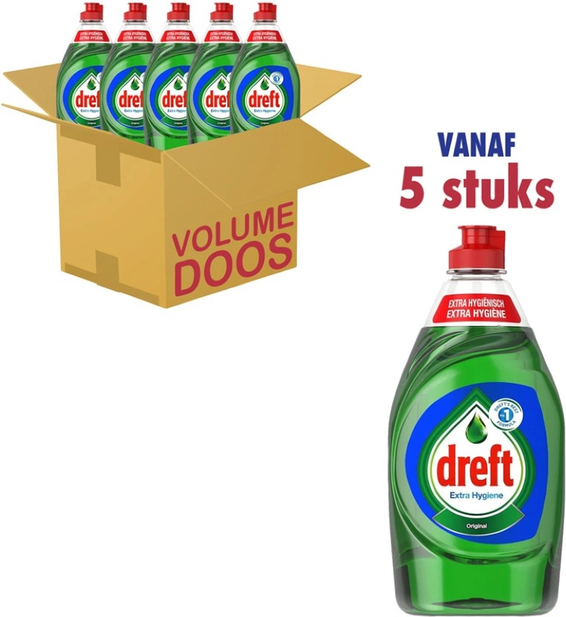 Dreft Afwasmiddel Original Extra Hygiene (5 X 450ml) 3 Dreft Afwasmiddel Original Extra Hygiene (5 X 450ml)