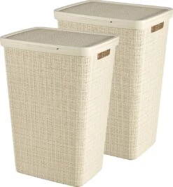 Curver Jute Wasmand Met Deksel 58L - 2 Stuks - Gebroken Wit -Schoonmaakartikelen Winkel 1106x1200 1