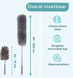 ForDig 7-Delige Plumeau Set - Duster Met Telescoopsteel Uitschuifbaar Tot 250 Cm - Inclusief Ragebol / Voegenborstel / Microvezel Doek / Chenille Borstel - Wasbaar - 360 Graden Draaibaar -Schoonmaakartikelen Winkel 1113x1200 5