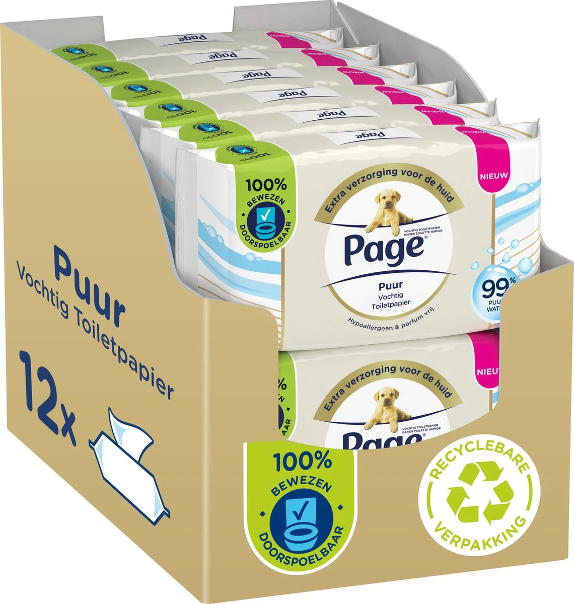 Page Puur Vochtig Toiletpapier - Extra Duurzaam Vochtig Wc Papier - 12 X 38 Stuks - Voordeelverpakking 5 Page Puur Vochtig Toiletpapier - Extra Duurzaam Vochtig Wc Papier - 12 X 38 Stuks - Voordeelverpakking - Afbeelding 3