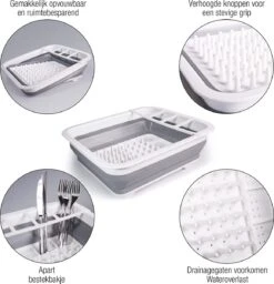 Amazy Afdruiprek Opvouwbaar & Bpa-vrij - Afdruiprek Voor Het Drogen Van Bestek, Borden, Glazen & Flessen - Afdruipmat In Grijs-wit Van Kunststof & Silicone Voor Gootsteen, Spoelbakken, Keuken -Schoonmaakartikelen Winkel 1160x1200 2