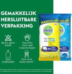 Dettol - 320 Schoonmaakdoekjes Power & Fresh - Citrus 2x80 - Oceanfris 2x80 -Schoonmaakartikelen Winkel 1161x1200 1