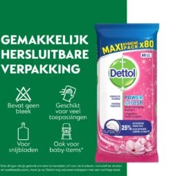 Dettol - Schoonmaakdoekjes - Power & Fresh - Kersenbloesem - 4 X 80 Stuks - Voordeelverpakking -Schoonmaakartikelen Winkel 1165x1200 3