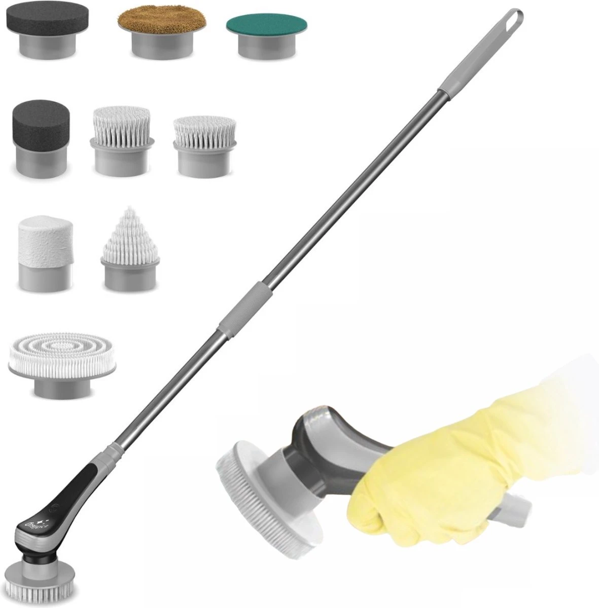Qualitics Elektrische Schoonmaakborstel - Roterende Polijstmachine - Schrobborstel - Poetsmachine - Vloerreiniger Met 10 Opzetstukken 3 Qualitics Elektrische Schoonmaakborstel - Roterende Polijstmachine - Schrobborstel - Poetsmachine - Vloerreiniger Met 10 Opzetstukken
