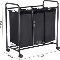 Mobiele Wassorteerder Met 3 Vakken - Op Wielen - 132 L (3 X 44 Liter) - Zwart -Schoonmaakartikelen Winkel 1183x1200 8