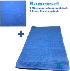 Merkloos Ramenset Raamdoeken Microvezel Glasdoeken Droogdoek Ramen Clean Dry Blauw/blauw
