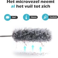 JUST23 Plumeau Uitschuifbaar Met Telescoopsteel – 60 Tot 140 Cm – Ragebol – Stoffer – Duster – Grijs – Incl. Microfiber Doek -Schoonmaakartikelen Winkel 1194x1200 10