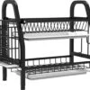 Merkloos Afdruiprek - Afdruiprek Met Lekbak - Afwas - Metaal - Zwart - RVS Afwasrek -Schoonmaakartikelen Winkel 1200x1025 3