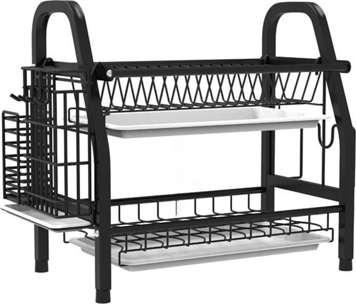 Merkloos Afdruiprek - Afdruiprek Met Lekbak - Afwas - Metaal - Zwart - RVS Afwasrek 3 Merkloos Afdruiprek - Afdruiprek Met Lekbak - Afwas - Metaal - Zwart - RVS Afwasrek