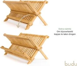 Budu Afdruiprek - Afdruiprekje Van Bamboe Hout - Afdruiprek Voor Afwas - Vaatwasrek - Keukenrek - Inklapbaar - Opvouwbaar - -Schoonmaakartikelen Winkel 1200x1037 2