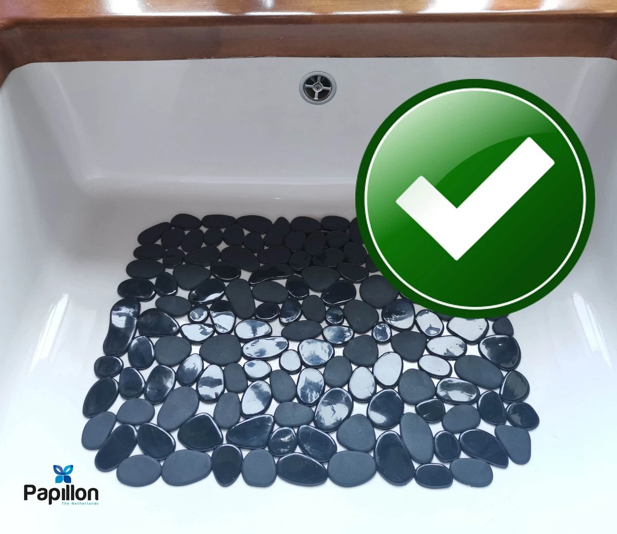 Merkloos Papillon - Gootsteenmat - 40x30 Cm - Kiezels Zwart 5 Merkloos Papillon - Gootsteenmat - 40x30 Cm - Kiezels Zwart - Afbeelding 3