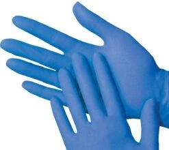 Wegwerp Handschoenen - MAAT S - Nitril - Extra Sterk - Poedervrij - Latex Vrij - Blauw - 100 STUKS + GRATIS Zeepje Model Voet (roze)