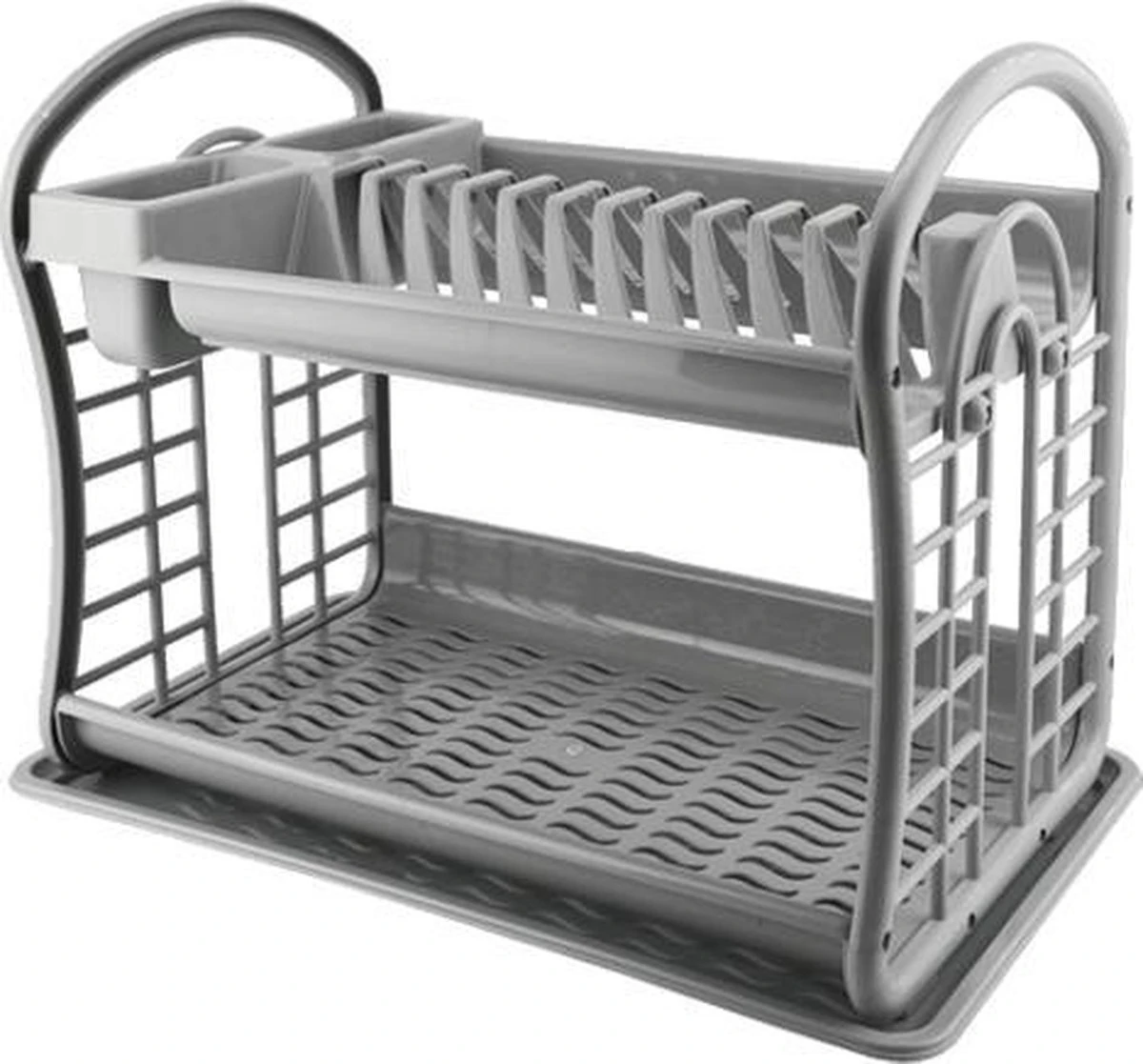 Hoffmans Afdruiprek - 2 Verdiepingen - 47x28x34 Cm - Grijs 2 Hoffmans Afdruiprek - 2 Verdiepingen - 47x28x34 Cm - Grijs