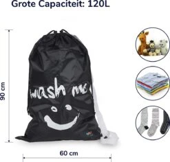 Wonair - Waszak Groot - 60x90cm - Zwart - Met Trekkoord En Draagband -Schoonmaakartikelen Winkel 1200x1147 2