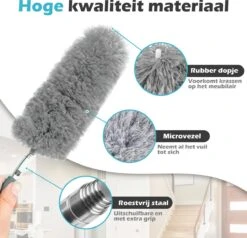 JUST23 Plumeau Uitschuifbaar Met Telescoopsteel – 60 Tot 140 Cm – Ragebol – Stoffer – Duster – Grijs – Incl. Microfiber Doek -Schoonmaakartikelen Winkel 1200x1156 11