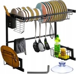 Afdruiprek Droger Zwart Voor Bestek Boven De Gootsteen 65 Cm X 29 Cm X 52 Cm -Schoonmaakartikelen Winkel 1200x1167 4