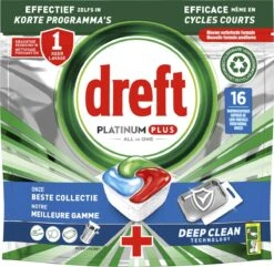 Dreft Platinum Plus All In One Deep Clean - Vaatwastabletten - Voordeelverpakking 5 X 16 Stuks -Schoonmaakartikelen Winkel 1200x1169 3