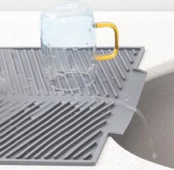 Navaris Siliconen Droogmat Met Afvoer - Aanrecht Droogmat Voor Afwas, Borden, Bestek, Glazen - Grijs -Schoonmaakartikelen Winkel 1200x1171