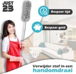 JUST23 Plumeau Uitschuifbaar Met Telescoopsteel – 60 Tot 140 Cm – Ragebol – Stoffer – Duster – Grijs – Incl. Microfiber Doek -Schoonmaakartikelen Winkel 1200x1178 9