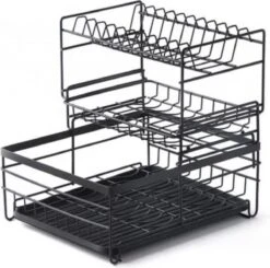 Luxaliving - Metalen Afdruiprek Met Lekbak – Afwas Droogrek – RVS Vaatwasrek – Keuken Droogrek Met Bestekmand – 3 Etages -Schoonmaakartikelen Winkel 1200x1189 8