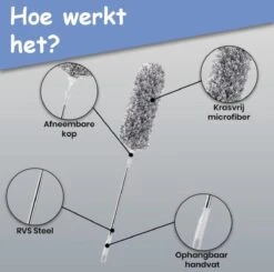 Fain® Plumeau Met Telescoopsteel – Grijs – 80 Tot 280 Cm - Uitschuifbaar – Wasbaar - Flexibel 360° Draaibaar – Duster - Microvezel Ragebol -Schoonmaakartikelen Winkel 1200x1190 6