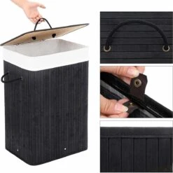 Wasmand Met Deksel 60 L - Bamboe - Zwart -Schoonmaakartikelen Winkel 1200x1198 55