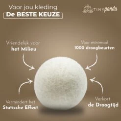 Merkloos Droger Ballen XL 6 Stuks Inclusief Lavendelolie – Zero Waste Dryer Balls - Duurzaam – Wasverzachter – Herbruikbare Drogerballen – Droogt De Was Sneller – Tiny Panda -Schoonmaakartikelen Winkel 1200x1199 10