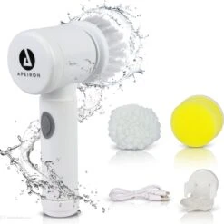Apeiron Elektrische Schoonmaakborstel - Poetsmachine - Poliermachine - Schrobborstel - Handborstel - Werkborstel - Schrobber - Boorborstel - Wasborstel - Schoonmaakmiddelen - Reinigingsborstel - 3 Opzetstukken