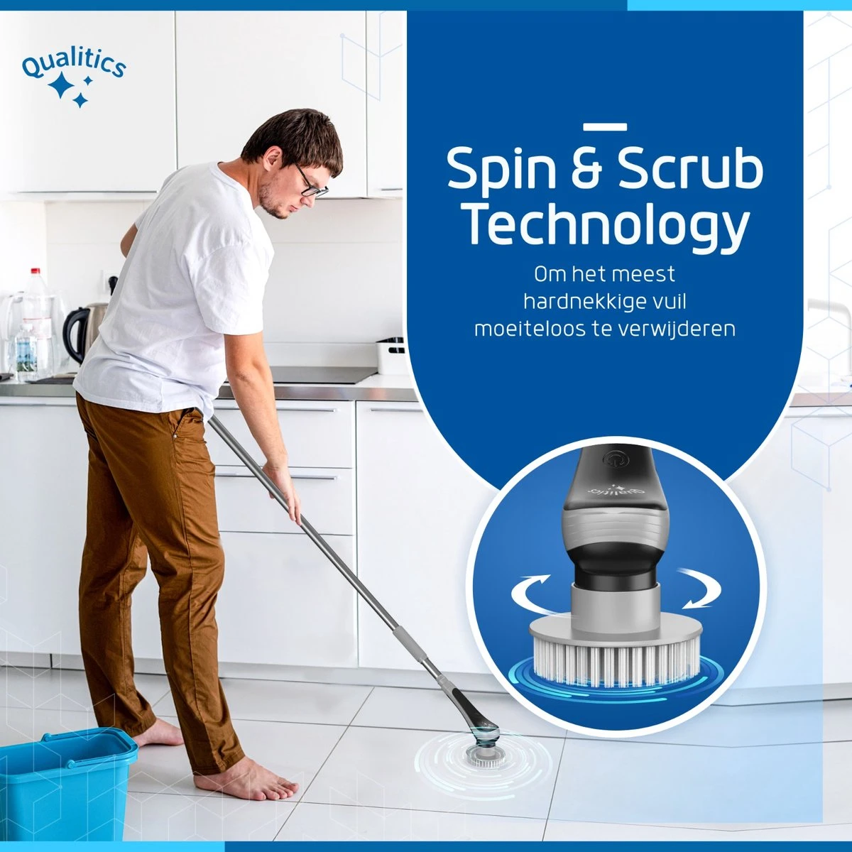 Qualitics Elektrische Schoonmaakborstel - Roterende Polijstmachine - Schrobborstel - Poetsmachine - Vloerreiniger Met 10 Opzetstukken 4 Qualitics Elektrische Schoonmaakborstel - Roterende Polijstmachine - Schrobborstel - Poetsmachine - Vloerreiniger Met 10 Opzetstukken - Afbeelding 2