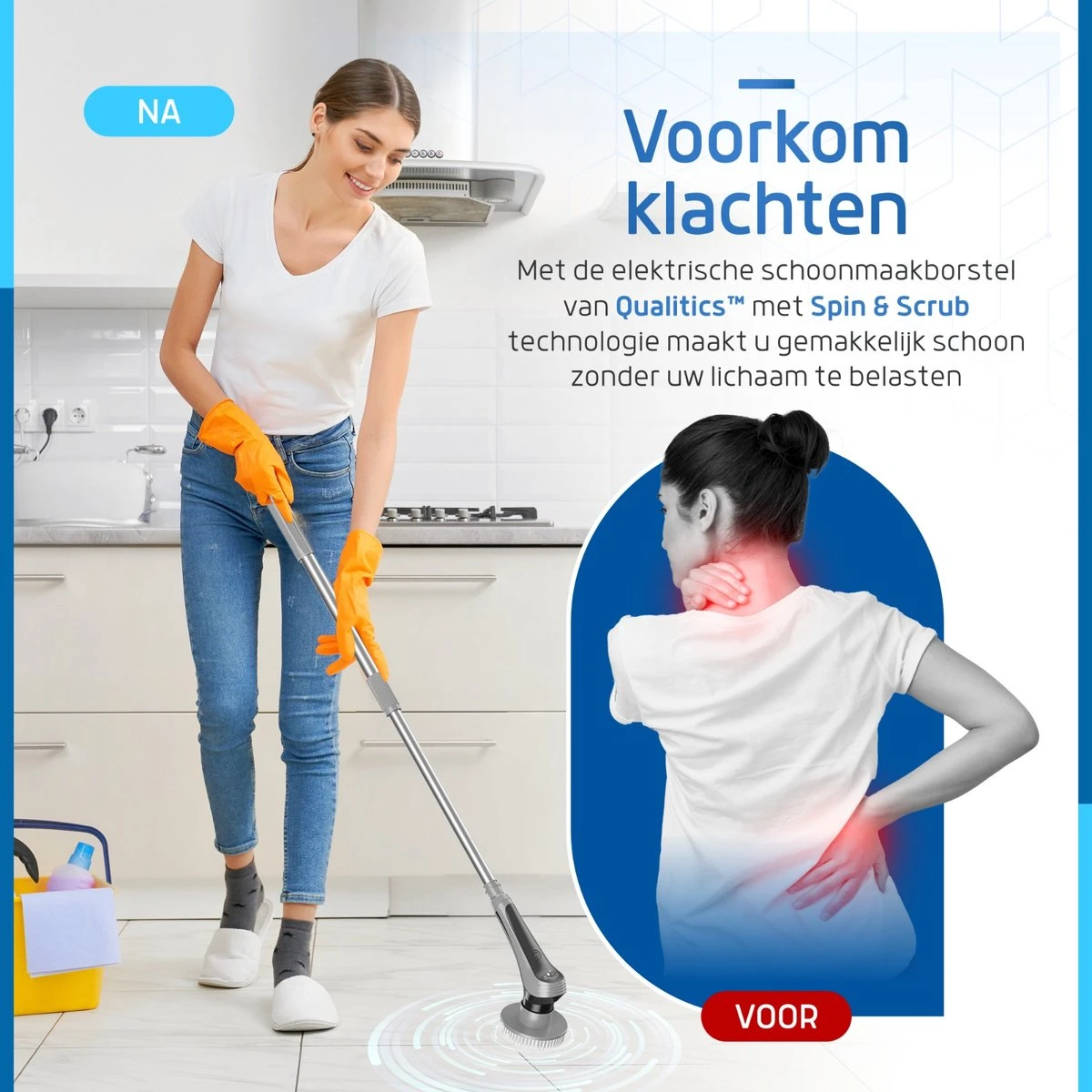 Qualitics Elektrische Schoonmaakborstel - Roterende Polijstmachine - Schrobborstel - Poetsmachine - Vloerreiniger Met 10 Opzetstukken 5 Qualitics Elektrische Schoonmaakborstel - Roterende Polijstmachine - Schrobborstel - Poetsmachine - Vloerreiniger Met 10 Opzetstukken - Afbeelding 3