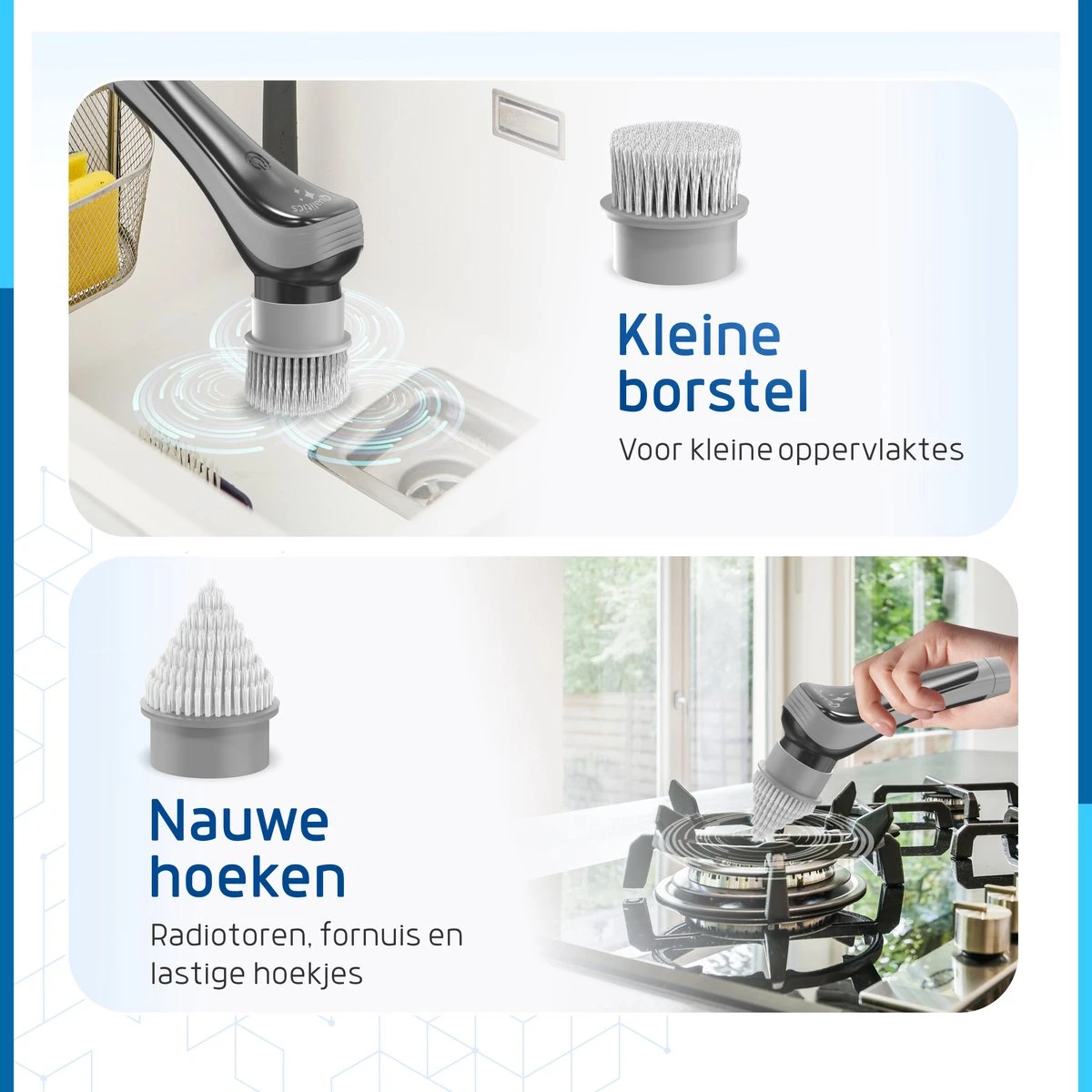 Qualitics Elektrische Schoonmaakborstel - Roterende Polijstmachine - Schrobborstel - Poetsmachine - Vloerreiniger Met 10 Opzetstukken 7 Qualitics Elektrische Schoonmaakborstel - Roterende Polijstmachine - Schrobborstel - Poetsmachine - Vloerreiniger Met 10 Opzetstukken - Afbeelding 5