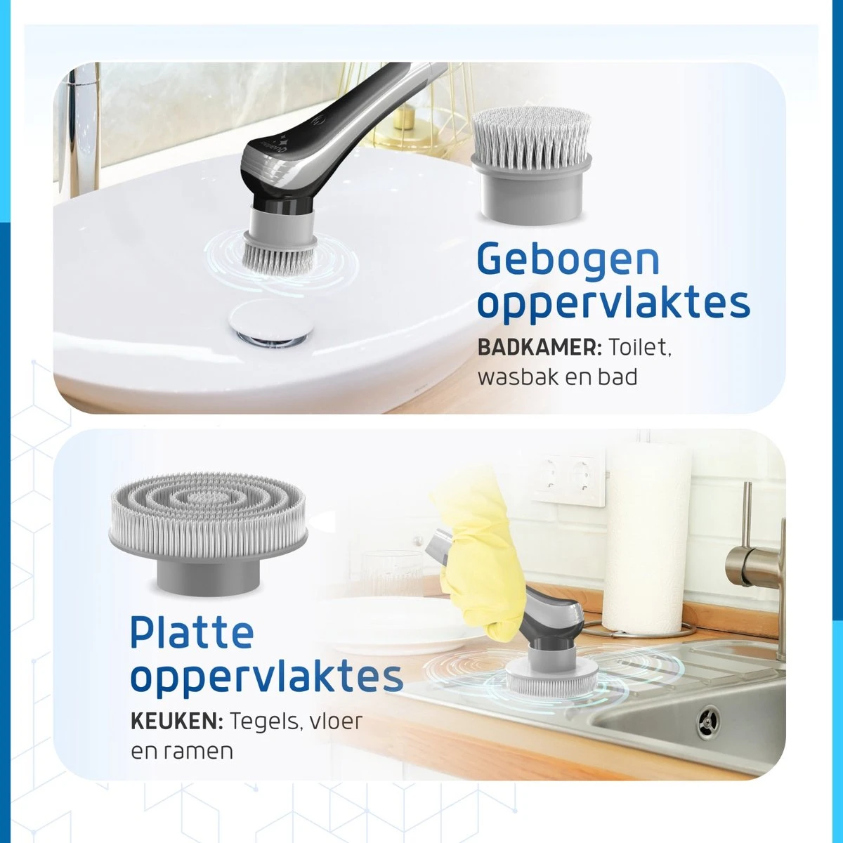 Qualitics Elektrische Schoonmaakborstel - Roterende Polijstmachine - Schrobborstel - Poetsmachine - Vloerreiniger Met 10 Opzetstukken 11 Qualitics Elektrische Schoonmaakborstel - Roterende Polijstmachine - Schrobborstel - Poetsmachine - Vloerreiniger Met 10 Opzetstukken - Afbeelding 9