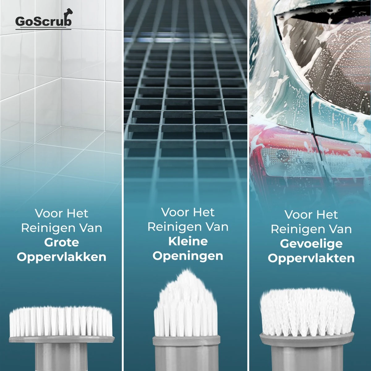 GoScrub® Elektrische Schoonmaakborstel – Elektrische Schrobber - Schrobborstel – Voor Badkamer Of Keuken – Schrobber Met Steel – Luiwagen – Polijstmachine - Poetsmachine Met 10 Opzetstukken 9 GoScrub® Elektrische Schoonmaakborstel – Elektrische Schrobber - Schrobborstel – Voor Badkamer Of Keuken – Schrobber Met Steel – Luiwagen – Polijstmachine - Poetsmachine Met 10 Opzetstukken - Afbeelding 7