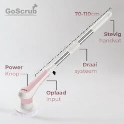 GoScrub® Elektrische Schoonmaakborstel – Elektrische Schrobber - Schrobborstel – Voor Badkamer Of Keuken – Schrobber Met Steel – Luiwagen – Polijstmachine - Roze -Schoonmaakartikelen Winkel 1200x1200 1382