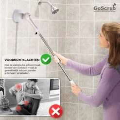 GoScrub® Elektrische Schoonmaakborstel – Elektrische Schrobber - Schrobborstel – Voor Badkamer Of Keuken – Schrobber Met Steel – Luiwagen – Polijstmachine - Roze -Schoonmaakartikelen Winkel 1200x1200 1385