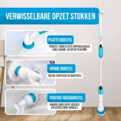 Strex Elektrische Schoonmaakborstel - Draadloze Schrobborstel - Schrobber - 3 Opzetstukken - Telescoopsteel - Poetsmachine Met Krachtige Accu -Schoonmaakartikelen Winkel 1200x1200 1410