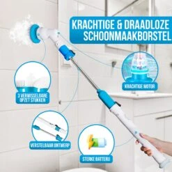 Strex Elektrische Schoonmaakborstel - Draadloze Schrobborstel - Schrobber - 3 Opzetstukken - Telescoopsteel - Poetsmachine Met Krachtige Accu -Schoonmaakartikelen Winkel 1200x1200 1411