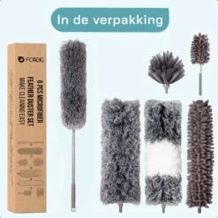 ForDig 7-Delige Plumeau Set - Duster Met Telescoopsteel Uitschuifbaar Tot 250 Cm - Inclusief Ragebol / Voegenborstel / Microvezel Doek / Chenille Borstel - Wasbaar - 360 Graden Draaibaar -Schoonmaakartikelen Winkel 1200x1200 1452