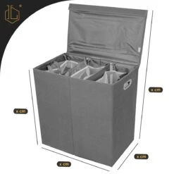 LIVILO - Wasmand – 3 Vakken Met Deksel – Opvouwbaar – 120 Liter – Met 3 Uitneembare Waszakken – Stoffen Wasmand – Grijs 9 LIVILO - Wasmand – 3 Vakken Met Deksel – Opvouwbaar – 120 Liter – Met 3 Uitneembare Waszakken – Stoffen Wasmand – Grijs -Schoonmaakartikelen Winkel 1200x1200 1541