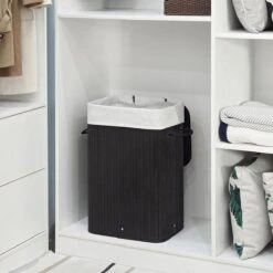 Wasmand Met Deksel 60 L - Bamboe - Zwart -Schoonmaakartikelen Winkel 1200x1200 1547