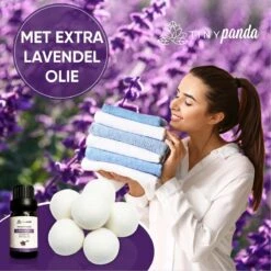 Merkloos Droger Ballen XL 6 Stuks Inclusief Lavendelolie – Zero Waste Dryer Balls - Duurzaam – Wasverzachter – Herbruikbare Drogerballen – Droogt De Was Sneller – Tiny Panda -Schoonmaakartikelen Winkel 1200x1200 450