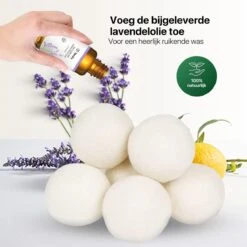 Tenify 6 XL Drogerballen + Extra Lavendel Olie - Wasbollen - Duurzaam - Schaapswol - Wasverzachter - Wasdrogerballen - Herbruikbare Droogballen - Energie Besparen -Schoonmaakartikelen Winkel 1200x1200 458