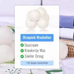 DRYQUICK Drogerballen- Wasbollen- Duurzaam Schapenwol - Herbruikbaar- 6 XL Wasballen Wit -Schoonmaakartikelen Winkel 1200x1200 493