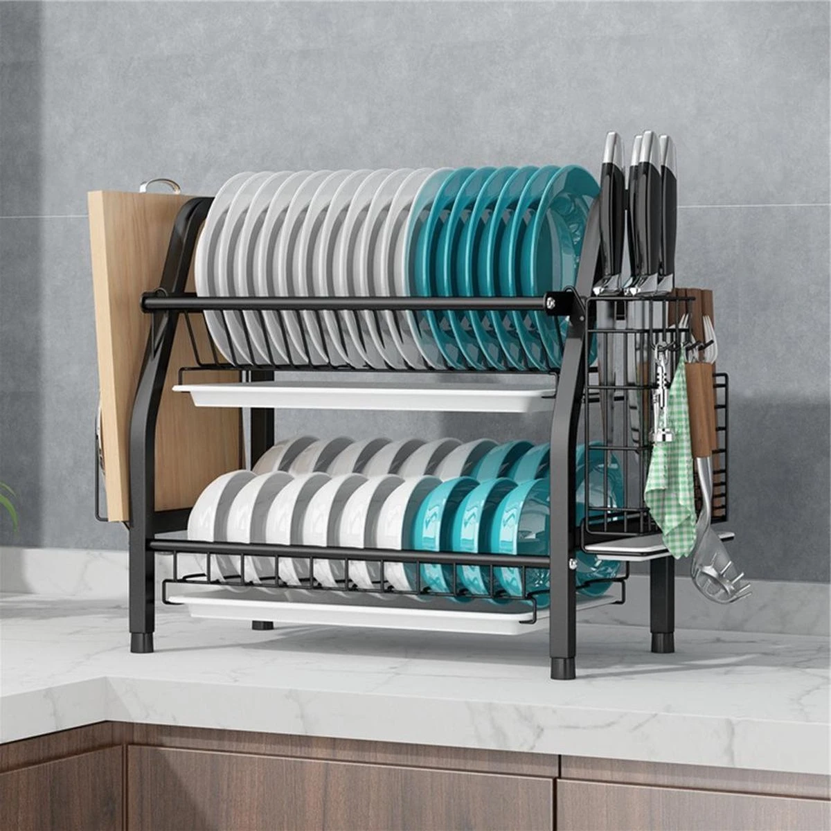 Merkloos Afdruiprek - Afdruiprek Met Lekbak - Afwas - Metaal - Zwart - RVS Afwasrek 4 Merkloos Afdruiprek - Afdruiprek Met Lekbak - Afwas - Metaal - Zwart - RVS Afwasrek - Afbeelding 2