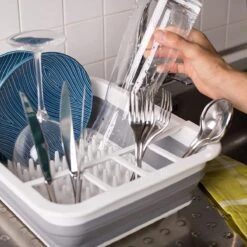 Amazy Afdruiprek Opvouwbaar & Bpa-vrij - Afdruiprek Voor Het Drogen Van Bestek, Borden, Glazen & Flessen - Afdruipmat In Grijs-wit Van Kunststof & Silicone Voor Gootsteen, Spoelbakken, Keuken -Schoonmaakartikelen Winkel 1200x1200 865