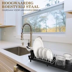 MIRI Afdruiprek – Afwasrek – Uitschuifbaar – Met Lekbak In Gootsteen – Afwas – Roestvrij Staal – Zwart 14 MIRI Afdruiprek – Afwasrek – Uitschuifbaar – Met Lekbak In Gootsteen – Afwas – Roestvrij Staal – Zwart -Schoonmaakartikelen Winkel 1200x1200 869