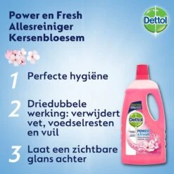 Dettol - Power & Fresh - Allesreiniger - Kersenbloesem - 8 X 1 Liter 11 Dettol - Power & Fresh - Allesreiniger - Kersenbloesem - 8 X 1 Liter -Schoonmaakartikelen Winkel 1200x1200 982